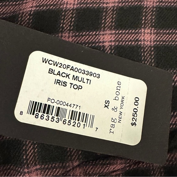 NWT rag & bone Iris Plaid Flannel Button Down Shirt in Black/ Purple Size XS - Picture 13 of 14